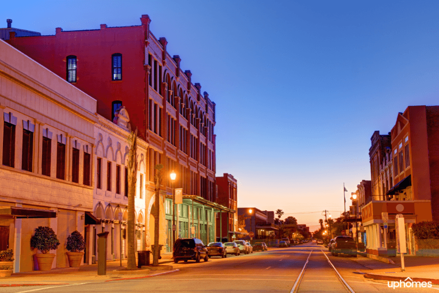 Downtown Galveston TX at night time Downtown Galveston TX at night time