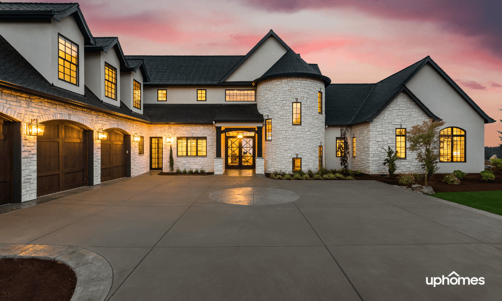 Luxury Home at Sunset with Pink Sky