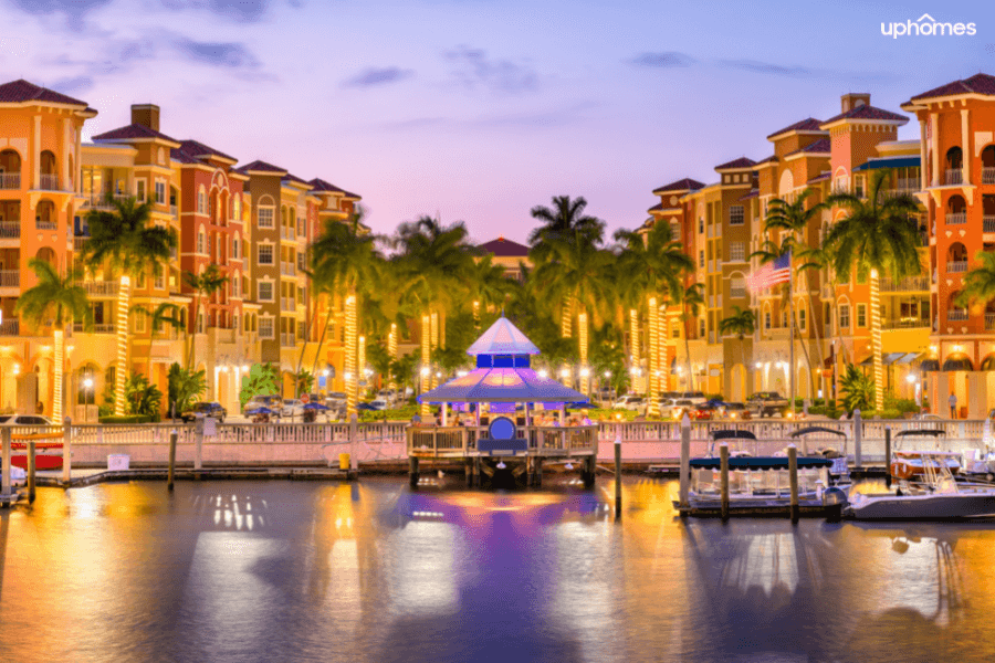 Naples Florida from the water with boats, dining, shopping and more