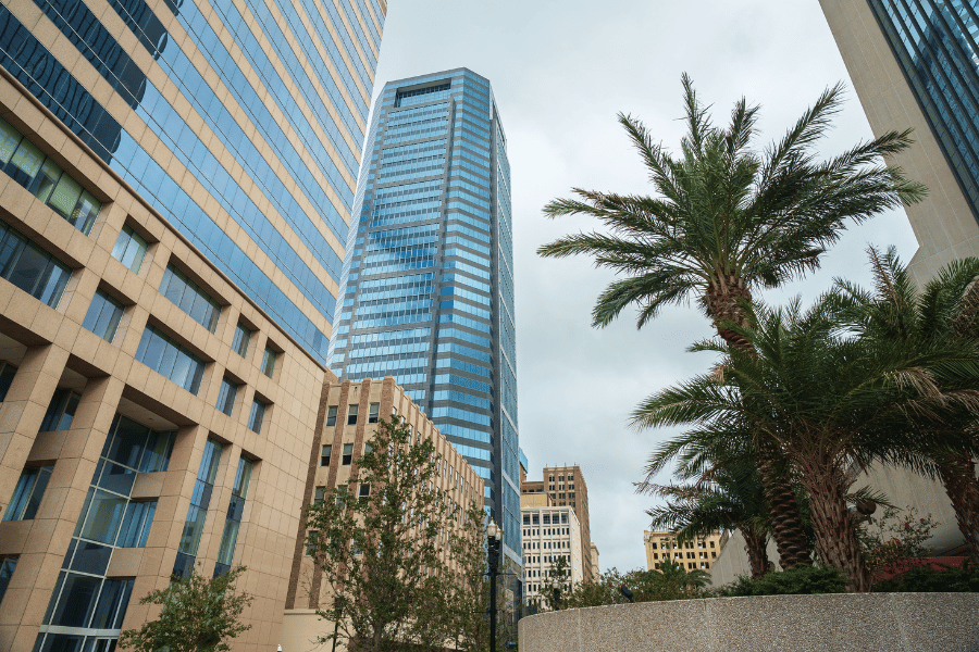 Downtown Jacksonville, FL Looking up at buildings in Downtown Jacksonville, FL