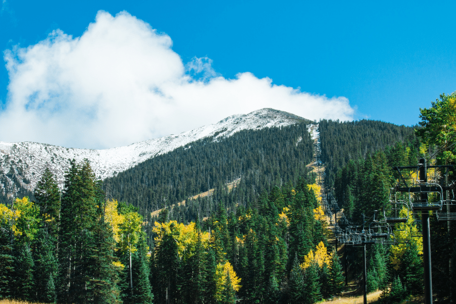 Arizona-Snowbowl.png Arizona Snowbowl in Flagstaff with ski lift and snowy mountain