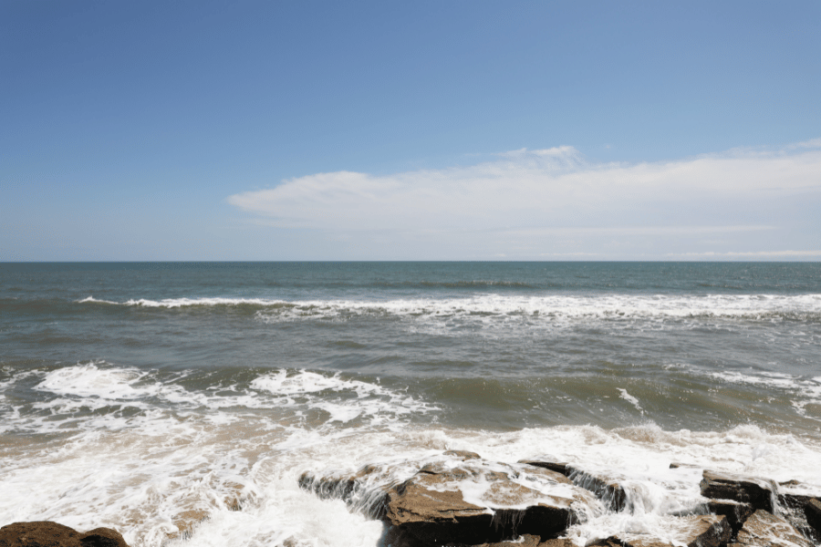 Flagler Beach, Florida waves on the rocks 